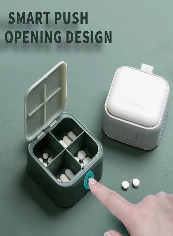 SHREESHANN Portable Travel 4 Compartments Pill Organizer Case for Pocket or Purse Cute Small Daily Pill Box BPA Free Plastic Medicine Vitamin Holder Container (Pack of 1) - Image 2